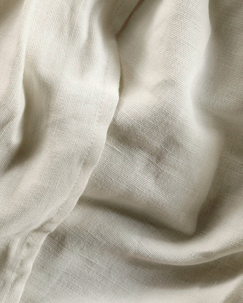 Lemieux et Cie soft white heavy linen pillow cover, fabric detail close up