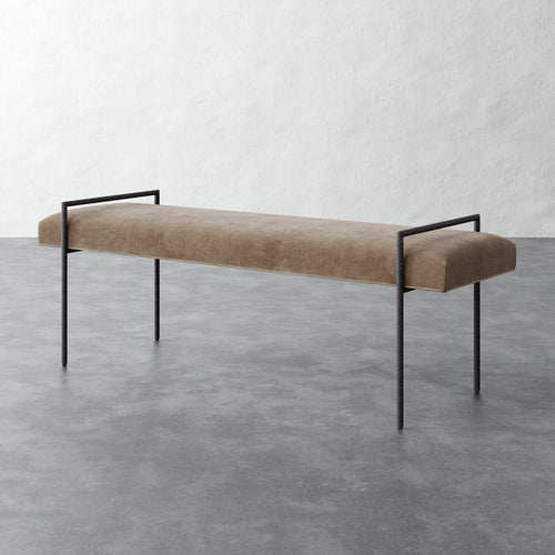 Imane 60in Bench Ottoman - Mohair Ecru