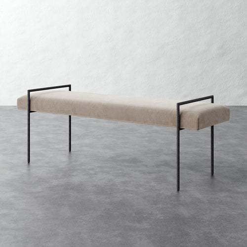 Imane 60in Bench Ottoman - Performance Brushed Woven Velvet Dune