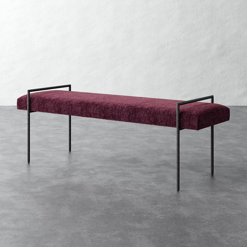 Imane 60in Bench Ottoman - Performance Matelasse Mulberry