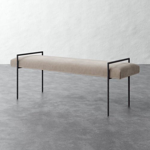 Imane 60in Bench Ottoman - Performance Velvet Oatmeal