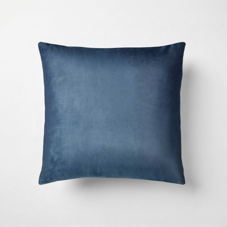 Naomi solid velvet pillow in atlantic with a subtle sheen and striated pile