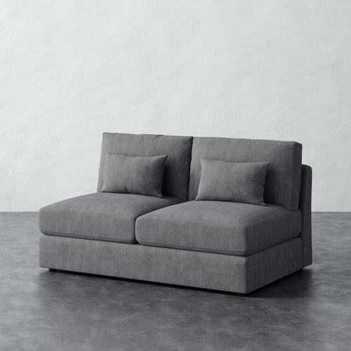 Lacroix Armless Loveseat - Chunky Basket Pewter