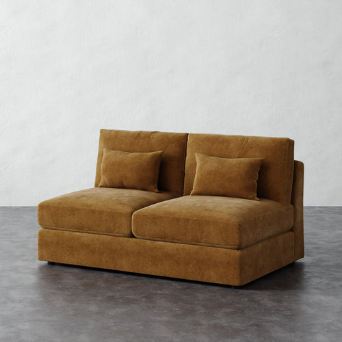 Lacroix Armless Loveseat - Mohair Brown Sugar