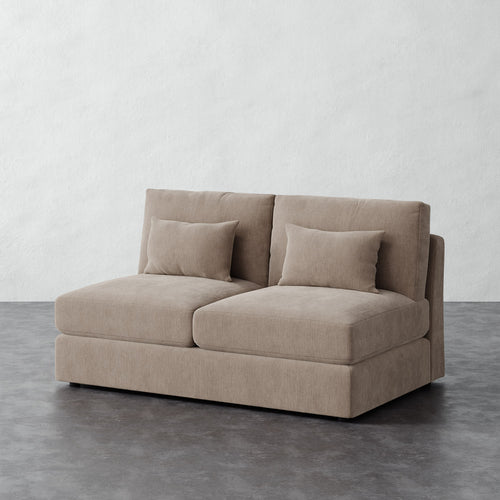Lacroix Armless Loveseat - Performance Brushed Woven Velvet Dune