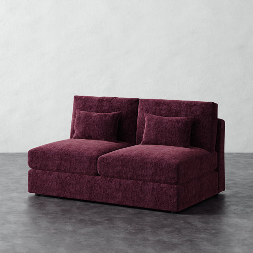 Lacroix Armless Loveseat - Performance Matelasse Mulberry