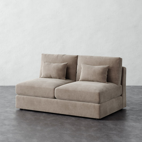 Lacroix Armless Loveseat - Performance Velvet Oatmeal