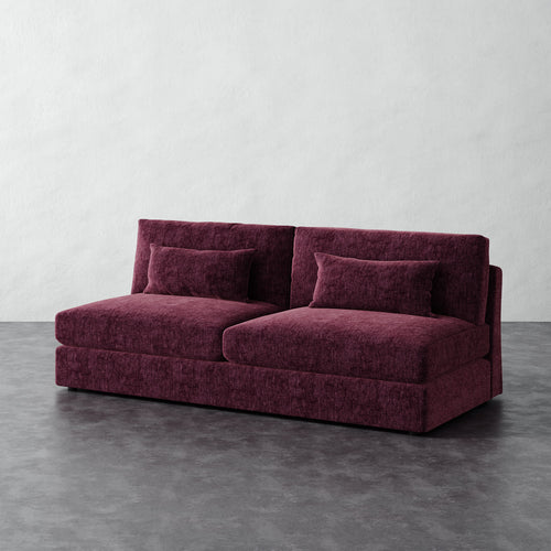 Lacroix Armless Sofa - Performance Matelasse Mulberry