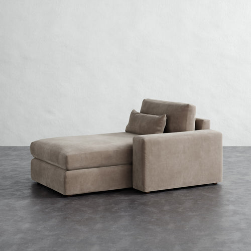 Lacroix Chaise and a Half - Performance Velvet Oatmeal