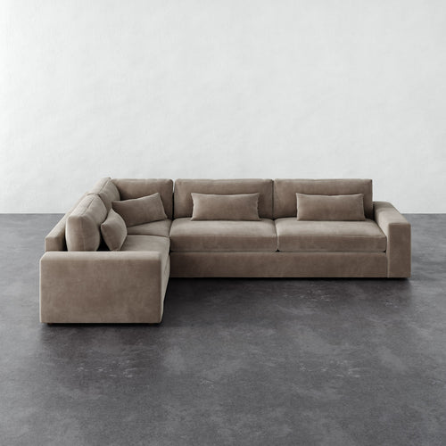 Lacroix Left Arm Sectional - Performance Velvet Oatmeal