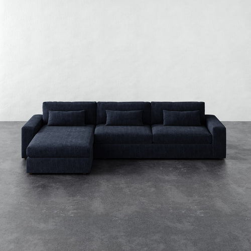 Lacroix Left Chaise & a Half Sectional - Chunky Basket Indigo