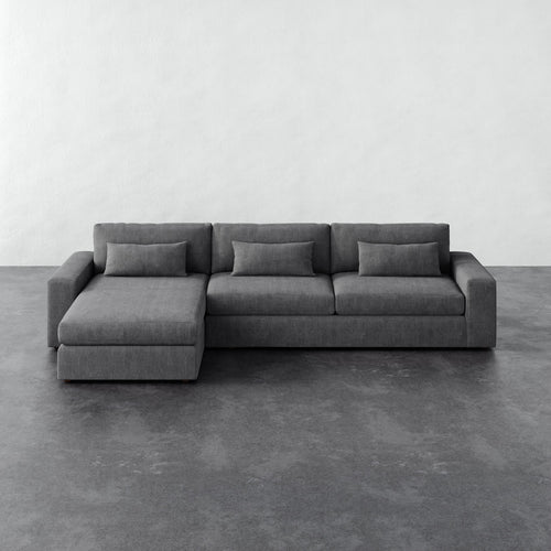 Lacroix Left Chaise & a Half Sectional - Chunky Basket Pewter