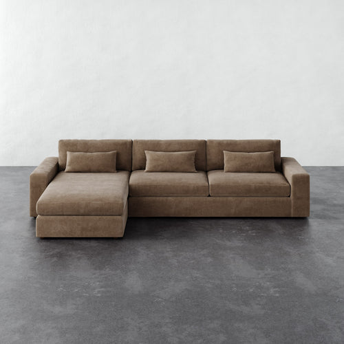 Lacroix Left Chaise & a Half Sectional - Mohair Ecru