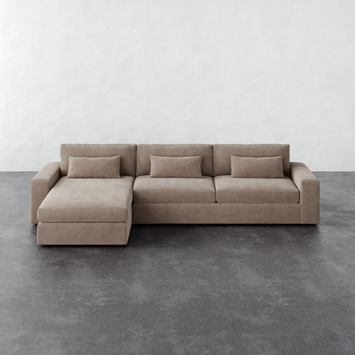 Lacroix Left Chaise & a Half Sectional - Performance Brushed Woven Velvet Dune