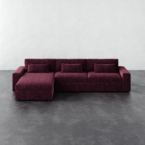 Lacroix Left Chaise & a Half Sectional - Performance Matelasse Mulberry