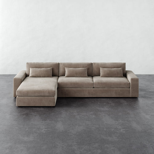 Lacroix Left Chaise & a Half Sectional - Performance Velvet Oatmeal