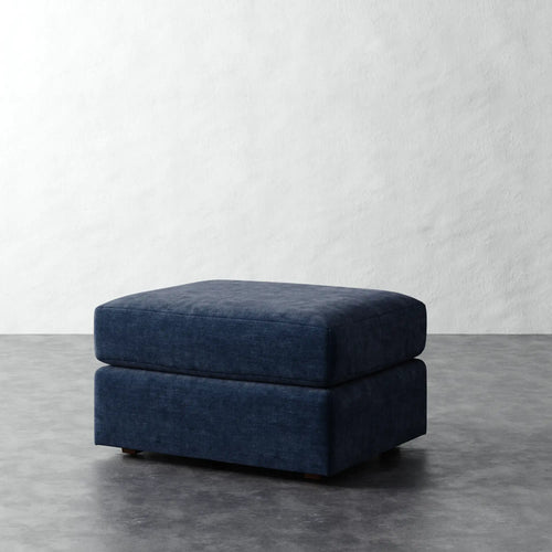 Lacroix Ottoman - Indigo Strie Velvet