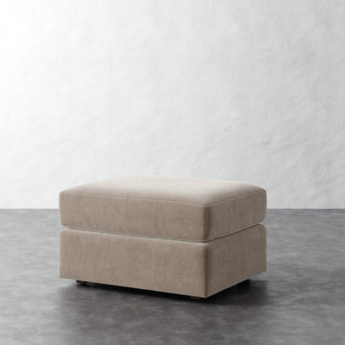 Lacroix Ottoman - Performance Brushed Woven Velvet Dune