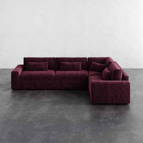 Lacroix Right Arm Sectional - Performance Matelasse Mulberry
