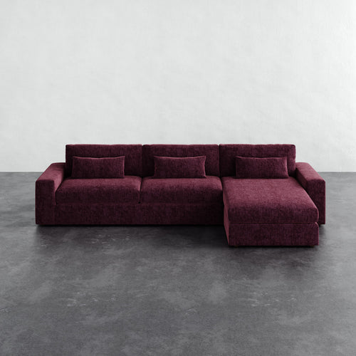 Lacroix Right Chaise & A Half Sectional - Performance Matelasse Mulberry
