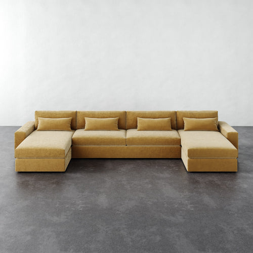 Lacroix Sofa Chaise & a Half U-Sectional - Brixton Honey