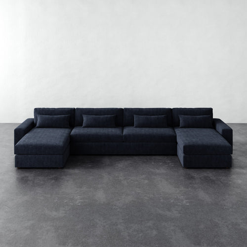 Lacroix Sofa Chaise & a Half U-Sectional - Chunky Basket Indigo