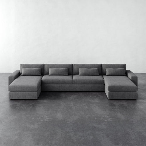Lacroix Sofa Chaise & a Half U-Sectional - Chunky Basket Pewter