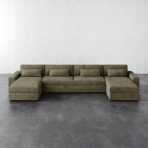 Lacroix Sofa Chaise & a Half U-Sectional - Micro Boucle Balsam
