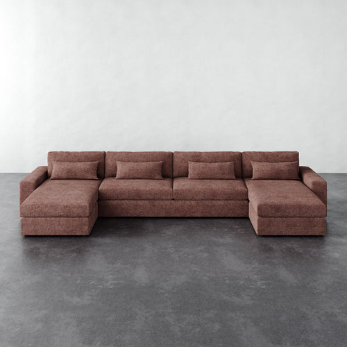 Lacroix Sofa Chaise & a Half U-Sectional - Micro Boucle Fig