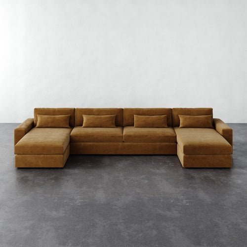 Lacroix Sofa Chaise & a Half U-Sectional - Mohair Brown Sugar