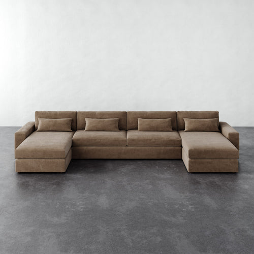 Lacroix Sofa Chaise & a Half U-Sectional - Mohair Ecru