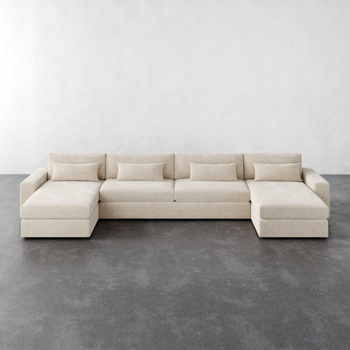 Lacroix Sofa Chaise & a Half U-Sectional - Performance Boucle Cream