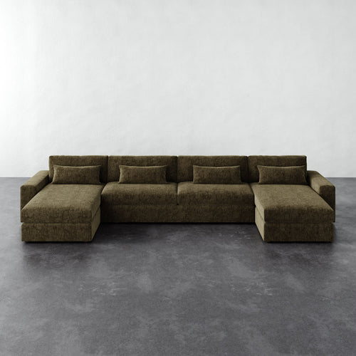 Lacroix Sofa Chaise & a Half U-Sectional - Performance Matelasse Balsam