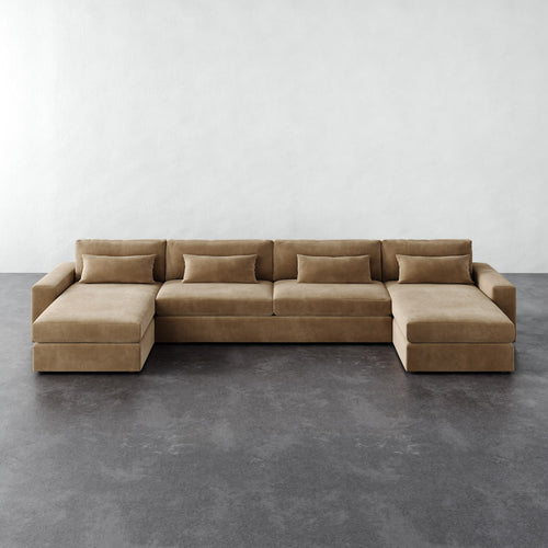 Lacroix Sofa Chaise & a Half U-Sectional - Performance Velvet Acorn