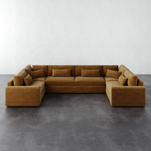 Lacroix U-Sectional - Mohair Brown Sugar