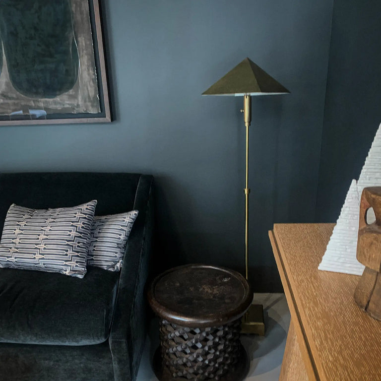 Geometric Mid-Century Brass Pyramid Adjustable Floor Lamp by Chapman