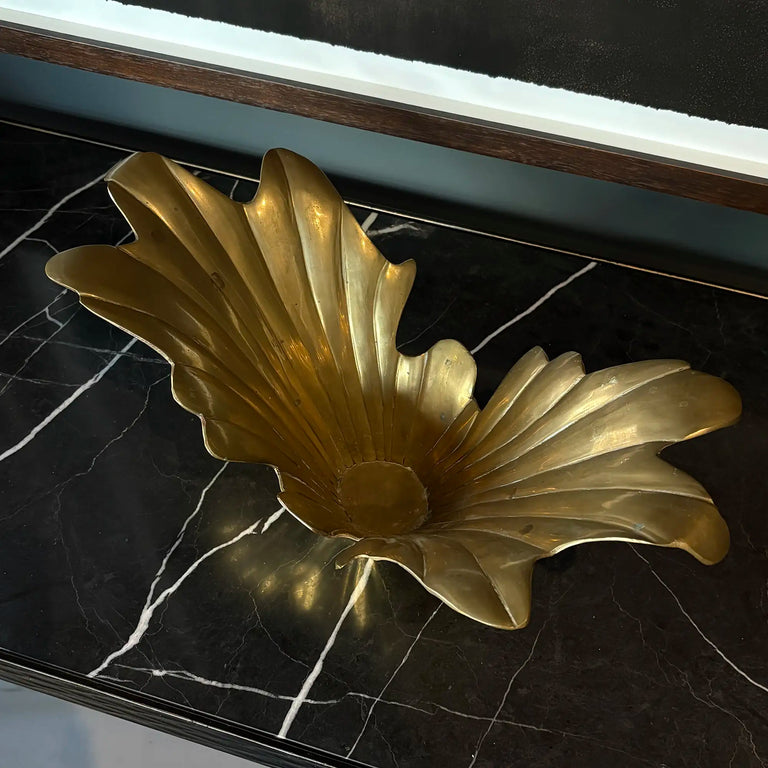 Art Deco Vintage Solid Brass Sculptural Centerpiece Bowl Planter