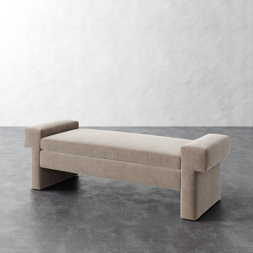 Lemaire Bench - Performance Brushed Woven Velvet Dune
