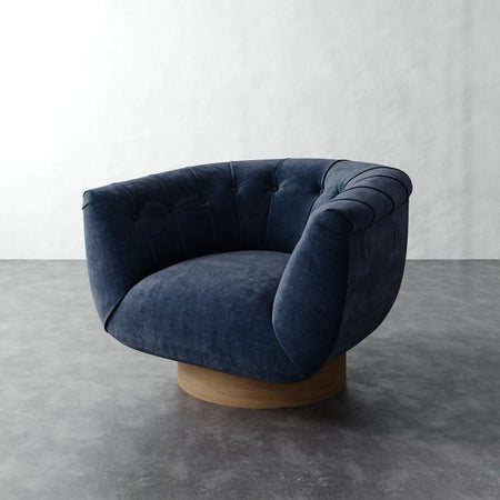 Lune Swivel Chair - Indigo Strie Velvet