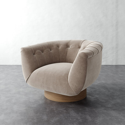 Lune Swivel Chair - Performance Brushed Woven Velvet Dune