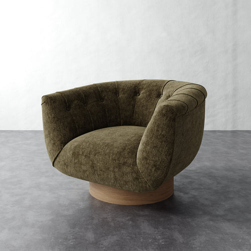 Lune Swivel Chair - Performance Matelasse Balsam