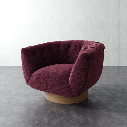 Lune Swivel Chair - Performance Matelasse Mulberry