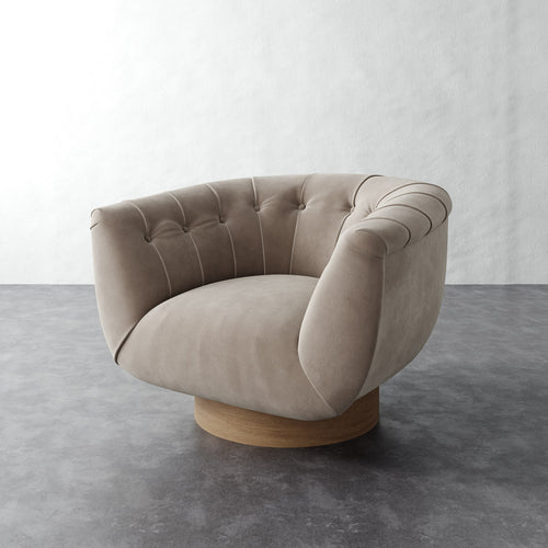 Lune Swivel Chair - Performance Velvet Oatmeal
