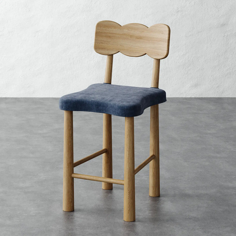 Madeleine Counter Stool - Indigo Strie Velvet