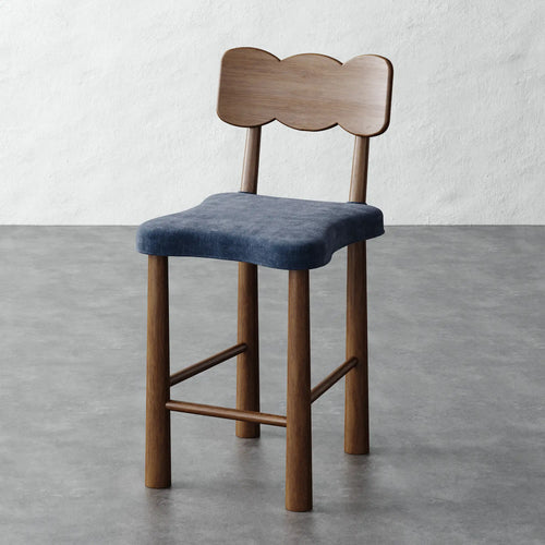 Madeleine Counter Stool - Indigo Strie Velvet