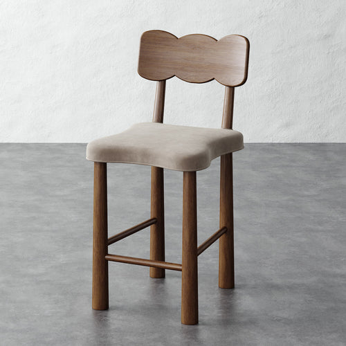 Madeleine Counter Stool - Performance Velvet Oatmeal