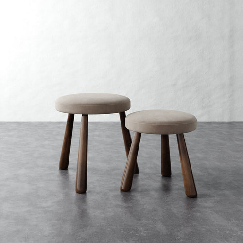 Madeleine Stool - Performance Velvet Oatmeal