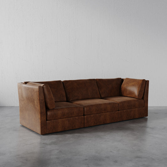 Milo Leather 3-Piece Modular Sofa