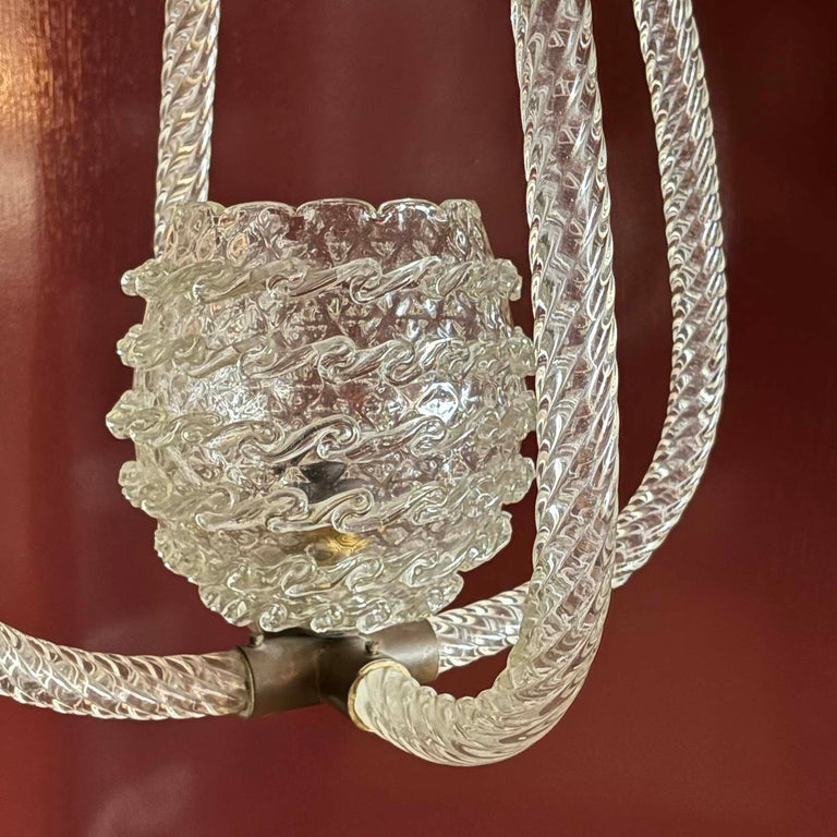 Ercole Barovier Murano Glass Art Deco Pendant Chandelier (c. 1940–1950)
