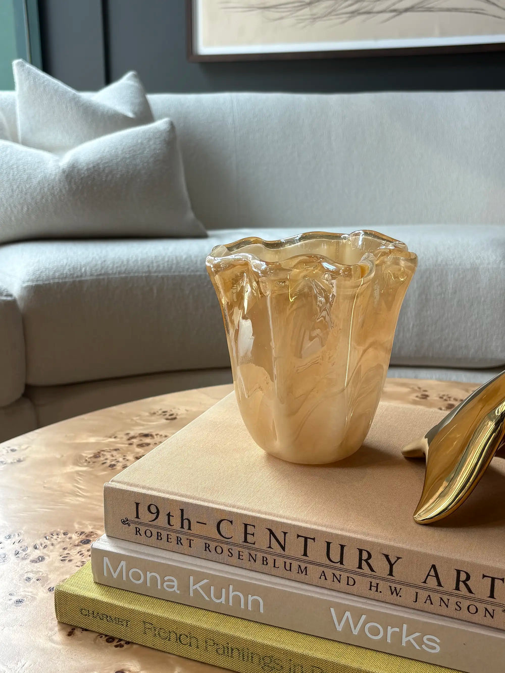 Vintage Murano Hand-Blown Opalescent Art Glass Vase, Made in Italy